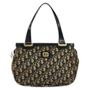 Christian Dior Trotter Canvas Hand Bag Navy Gold Auth 176737-13