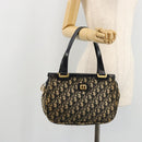 Christian Dior Trotter Canvas Hand Bag Navy Gold Auth 176737-20