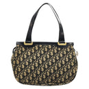 Christian Dior Trotter Canvas Hand Bag Navy Gold Auth 176737-2