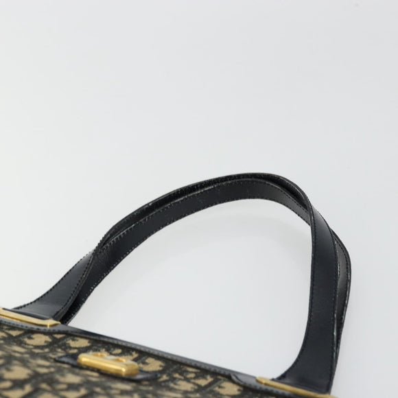 Christian Dior Trotter Canvas Hand Bag Navy Gold Auth 176737