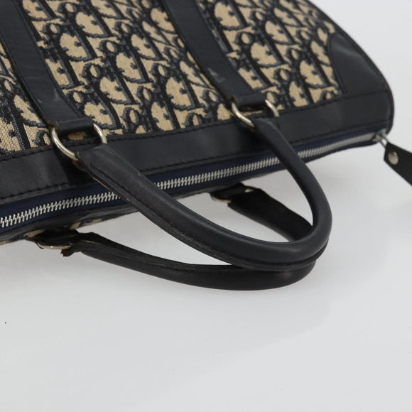 Christian Dior Trotter Canvas Boston Bag Navy Silver Auth 176738