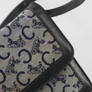 CELINE C Sulky Shoulder Bag Canvas Navy Gold Auth 176739-14