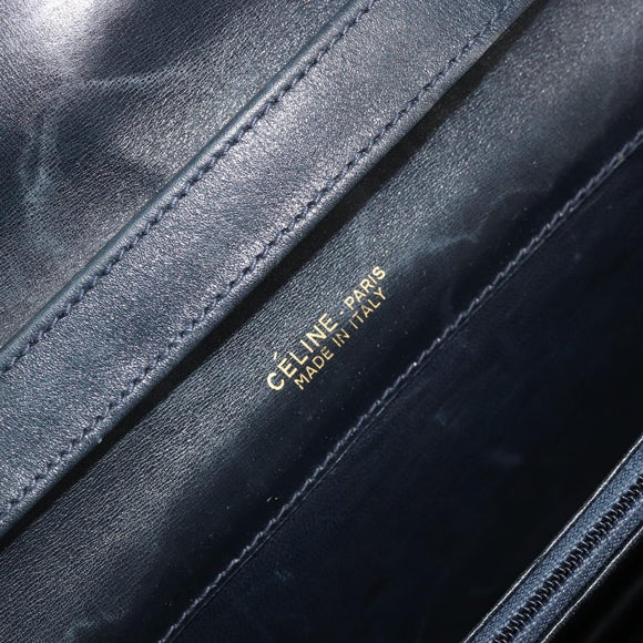 CELINE C Sulky Shoulder Bag Canvas Navy Gold Auth 176739