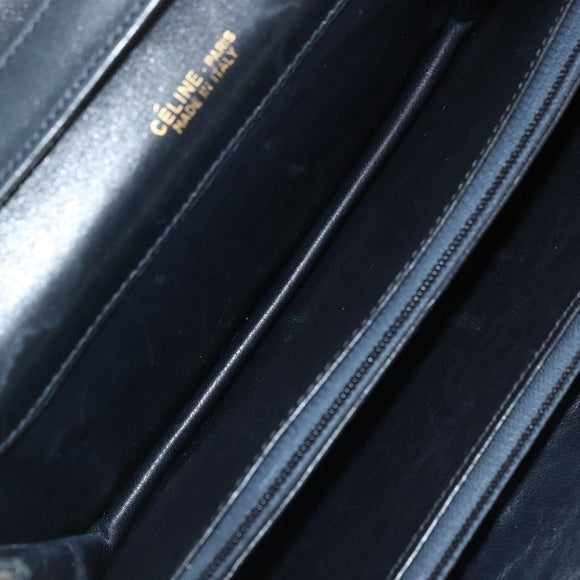 CELINE C Sulky Shoulder Bag Canvas Navy Gold Auth 176739