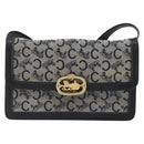 CELINE C Sulky Shoulder Bag Canvas Navy Gold Auth 176739-2