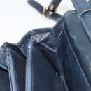 CELINE C Sulky Shoulder Bag Canvas Navy Gold Auth 176739-20