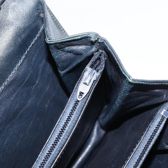 CELINE C Sulky Shoulder Bag Canvas Navy Gold Auth 176739