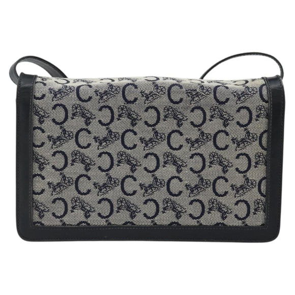 CELINE C Sulky Shoulder Bag Canvas Navy Gold Auth 176739