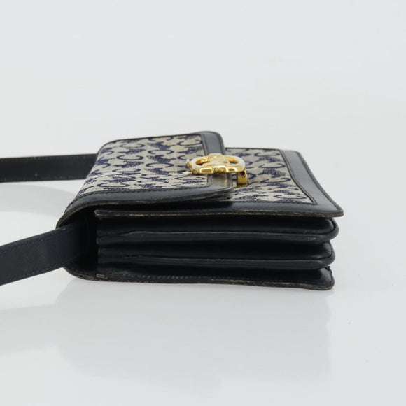 CELINE C Sulky Shoulder Bag Canvas Navy Gold Auth 176739