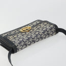 CELINE C Sulky Shoulder Bag Canvas Navy Gold Auth 176739-6