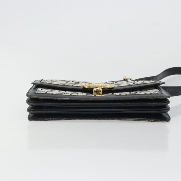 CELINE C Sulky Shoulder Bag Canvas Navy Gold Auth 176739