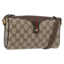 GUCCI GG Supreme Web Sherry Line Bag PVC Beige Gold 89 02 018 Auth 176741-1