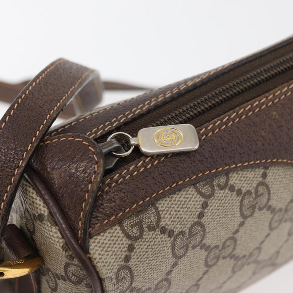 GUCCI GG Supreme Web Sherry Line Bag PVC Beige Gold 89 02 018 Auth 176741