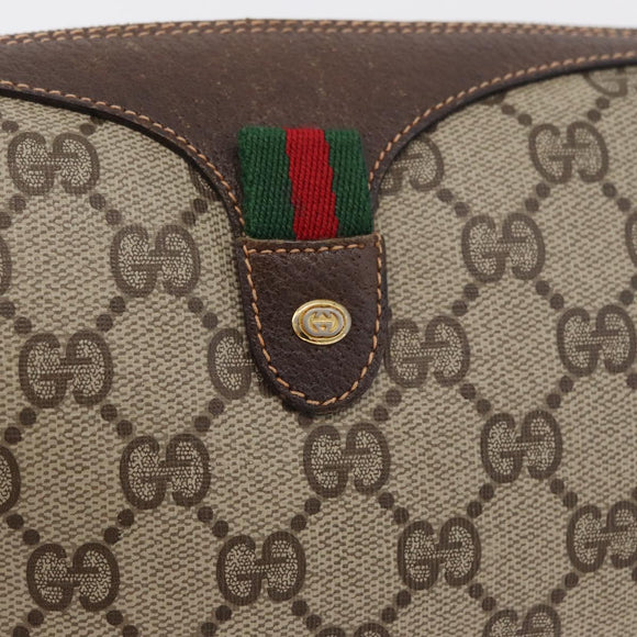 GUCCI GG Supreme Web Sherry Line Bag PVC Beige Gold 89 02 018 Auth 176741