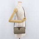 GUCCI GG Supreme Web Sherry Line Bag PVC Beige Gold 89 02 018 Auth 176741-21