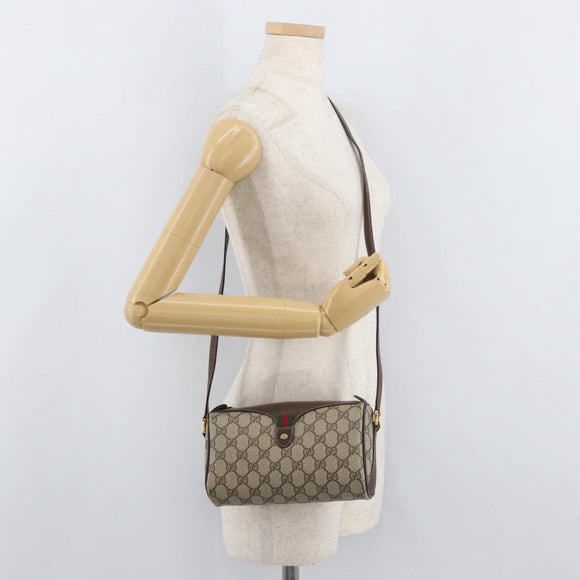GUCCI GG Supreme Web Sherry Line Bag PVC Beige Gold 89 02 018 Auth 176741