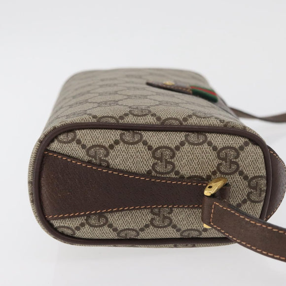 GUCCI GG Supreme Web Sherry Line Bag PVC Beige Gold 89 02 018 Auth 176741