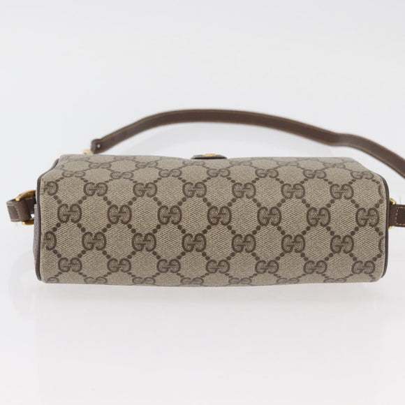 GUCCI GG Supreme Web Sherry Line Bag PVC Beige Gold 89 02 018 Auth 176741