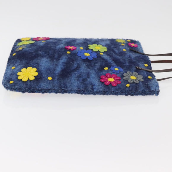 FENDI Tote Bag Wool Blue Auth 176743V