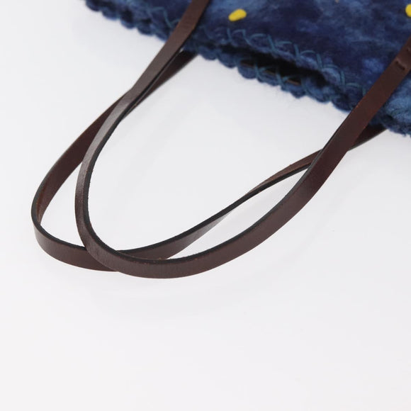 FENDI Tote Bag Wool Blue Auth 176743V