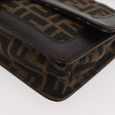 FENDI Zucca Canvas Mamma Baguette Shoulder Bag Black Brown Auth 176746SAV-15