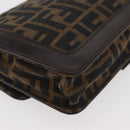 FENDI Zucca Canvas Mamma Baguette Shoulder Bag Black Brown Auth 176746SAV-16