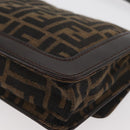 FENDI Zucca Canvas Mamma Baguette Shoulder Bag Black Brown Auth 176746SAV-17