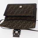 FENDI Zucca Canvas Mamma Baguette Shoulder Bag Black Brown Auth 176746SAV-19