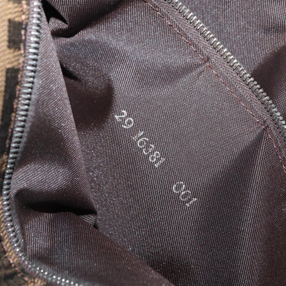 FENDI Zucca Canvas Mamma Baguette Shoulder Bag Black Brown Auth 176746SAV