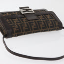 FENDI Zucca Canvas Mamma Baguette Shoulder Bag Black Brown Auth 176746SAV-6