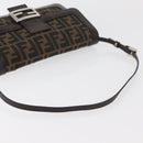 FENDI Zucca Canvas Mamma Baguette Shoulder Bag Black Brown Auth 176746SAV-7