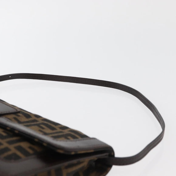 FENDI Zucca Canvas Mamma Baguette Shoulder Bag Black Brown Auth 176746SAV