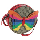 GUCCI GG Supreme Butterfly Shoulder Bag PVC Beige Silver 550782 Auth 176748V-1