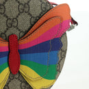 GUCCI GG Supreme Butterfly Shoulder Bag PVC Beige Silver 550782 Auth 176748V-19