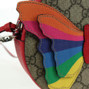 GUCCI GG Supreme Butterfly Shoulder Bag PVC Beige Silver 550782 Auth 176748V-20