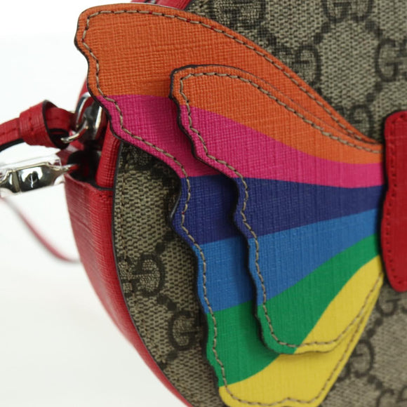 GUCCI GG Supreme Butterfly Shoulder Bag PVC Beige Silver 550782 Auth 176748V