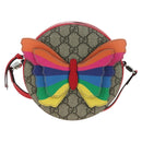 GUCCI GG Supreme Butterfly Shoulder Bag PVC Beige Silver 550782 Auth 176748V-13