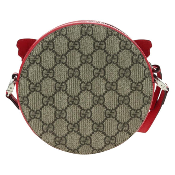GUCCI GG Supreme Butterfly Shoulder Bag PVC Beige Silver 550782 Auth 176748V