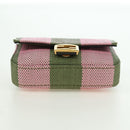 FENDI Chain Shoulder Pouch Nano Baguette Bag Canvas Pink Khaki Auth 176756M-5