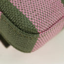 FENDI Chain Shoulder Pouch Nano Baguette Bag Canvas Pink Khaki Auth 176756M-17