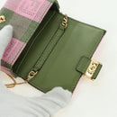 FENDI Chain Shoulder Pouch Nano Baguette Bag Canvas Pink Khaki Auth 176756M-9