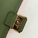 FENDI Chain Shoulder Pouch Nano Baguette Bag Canvas Pink Khaki Auth 176756M-20