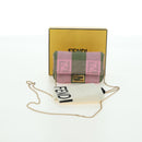 FENDI Chain Shoulder Pouch Nano Baguette Bag Canvas Pink Khaki Auth 176756M-12