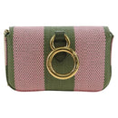 FENDI Chain Shoulder Pouch Nano Baguette Bag Canvas Pink Khaki Auth 176756M-2