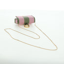 FENDI Chain Shoulder Pouch Nano Baguette Bag Canvas Pink Khaki Auth 176756M-8