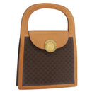 CELINE Macadam Canvas Medallion Hand Bag PVC Leather Brown Gold Auth 176759A-1