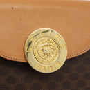 CELINE Macadam Canvas Medallion Hand Bag PVC Leather Brown Gold Auth 176759A-18