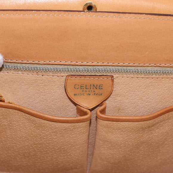 CELINE Macadam Canvas Medallion Hand Bag PVC Leather Brown Gold Auth 176759A