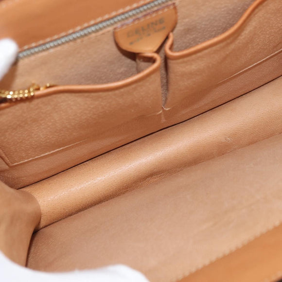 CELINE Macadam Canvas Medallion Hand Bag PVC Leather Brown Gold Auth 176759A