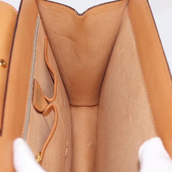 CELINE Macadam Canvas Medallion Hand Bag PVC Leather Brown Gold Auth 176759A